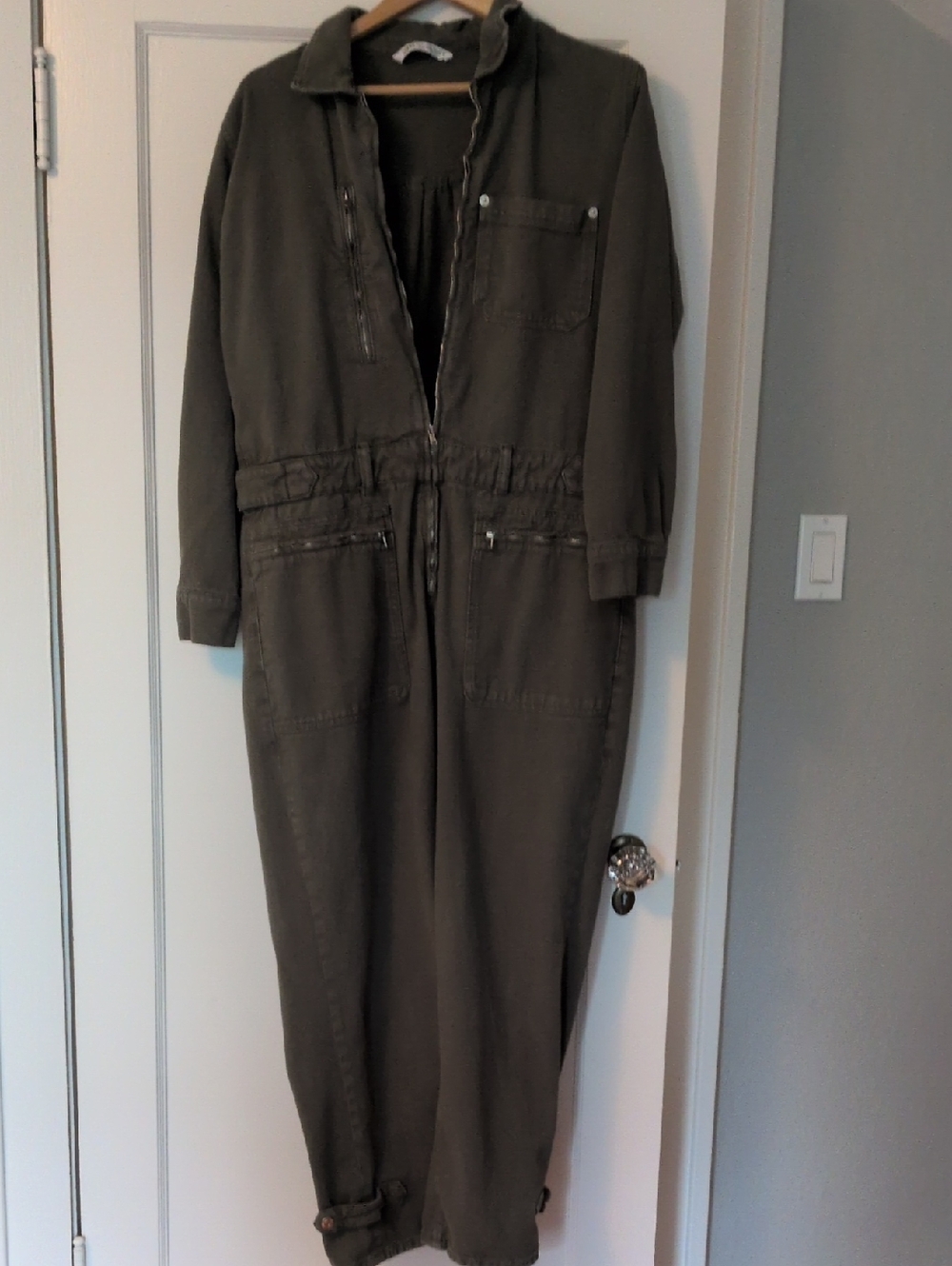 Zara Utility Olive Green Women's Jumpsuit